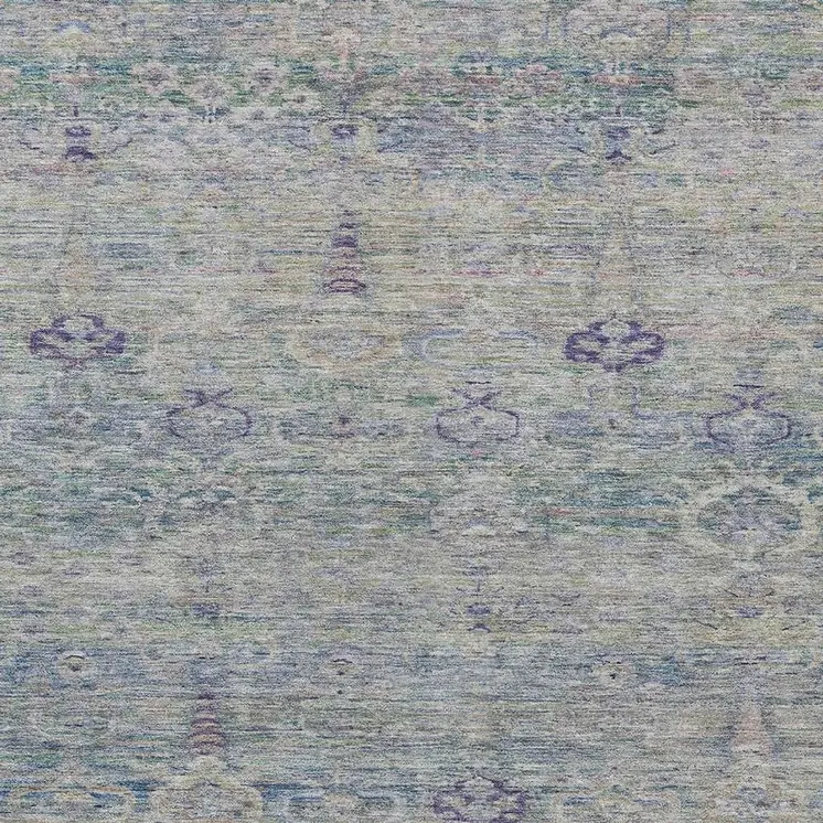 9' X 12' Plum And Silver Oriental Washable Indoor Outdoor Area Rug