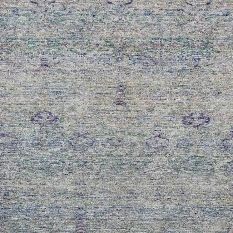 10' X 14' Plum And Silver Oriental Washable Indoor Outdoor Area Rug