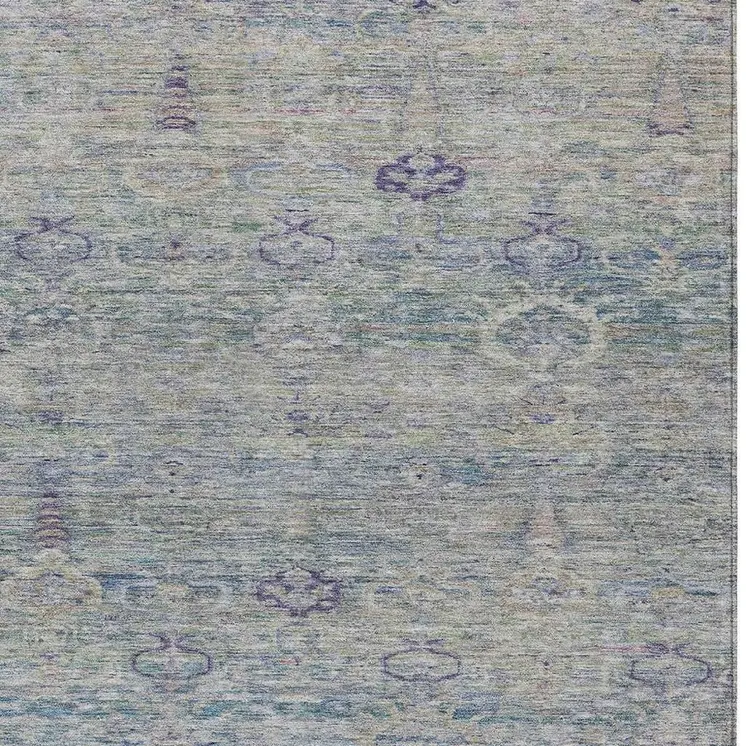 10' X 14' Plum And Silver Oriental Washable Indoor Outdoor Area Rug