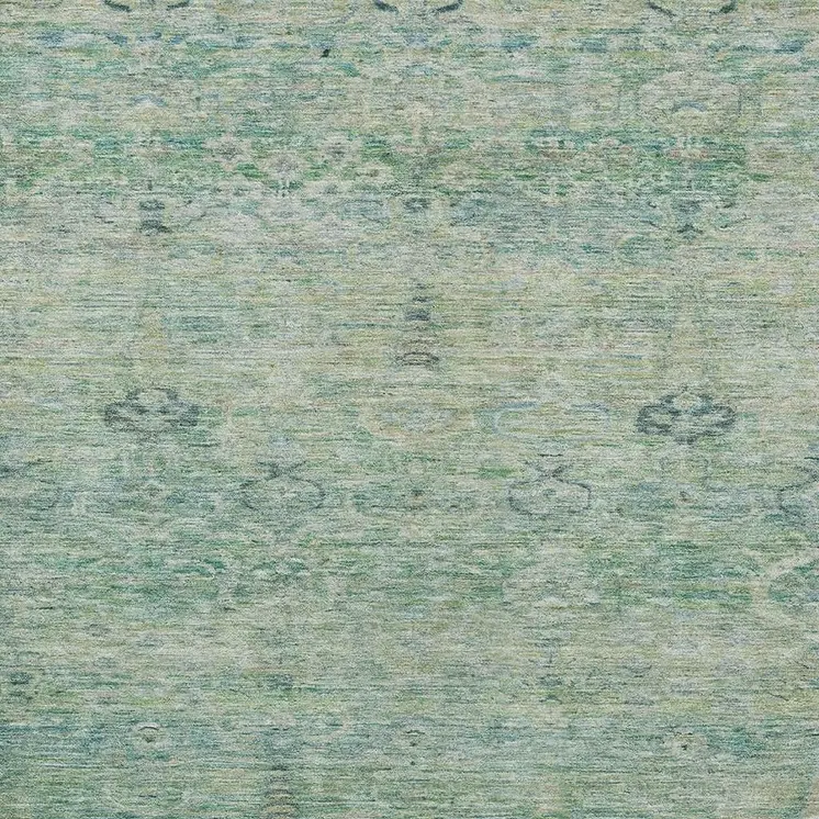3' X 5' Teal Blue And Linen Oriental Washable Indoor Outdoor Area Rug