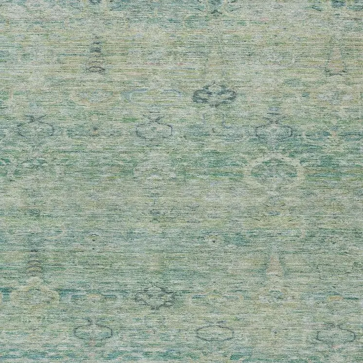 3' X 5' Teal Blue And Linen Oriental Washable Indoor Outdoor Area Rug