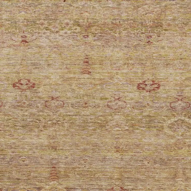 3' X 5' Coral And Copper Oriental Washable Indoor Outdoor Area Rug