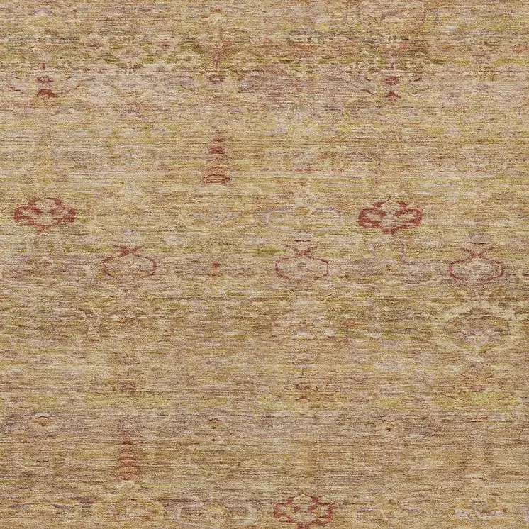 3' X 5' Coral And Copper Oriental Washable Indoor Outdoor Area Rug
