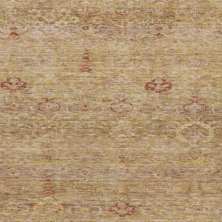 5' X 8' Coral And Copper Oriental Washable Indoor Outdoor Area Rug