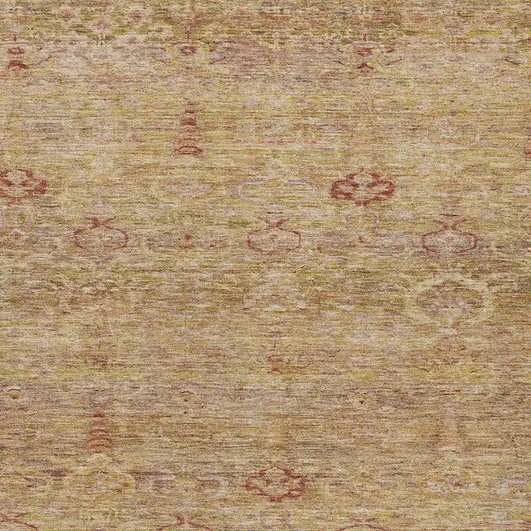 5' X 8' Coral And Copper Oriental Washable Indoor Outdoor Area Rug