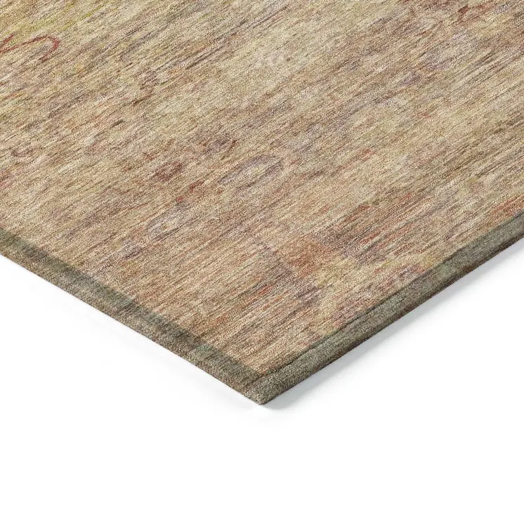 5' X 8' Coral And Copper Oriental Washable Indoor Outdoor Area Rug