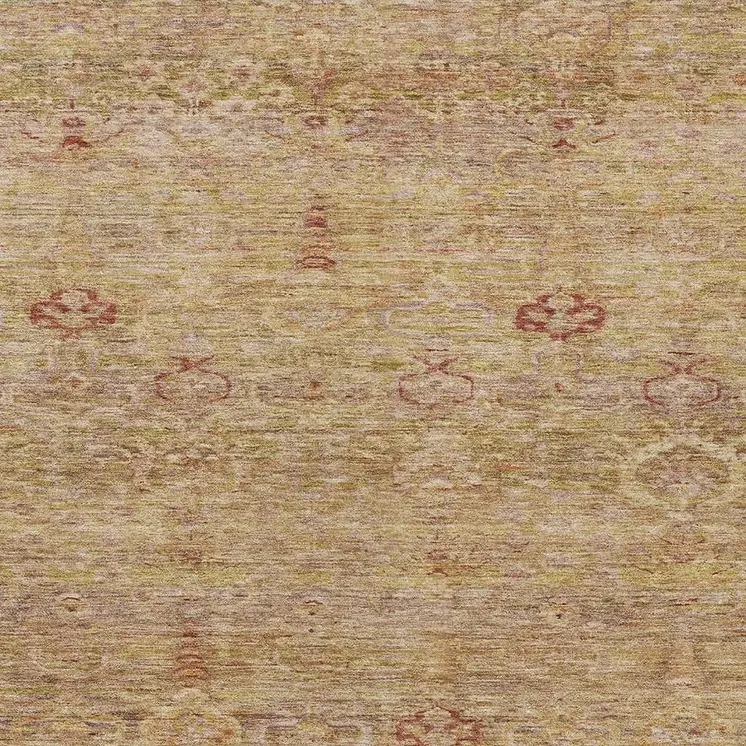 10' X 14' Coral And Copper Oriental Washable Indoor Outdoor Area Rug