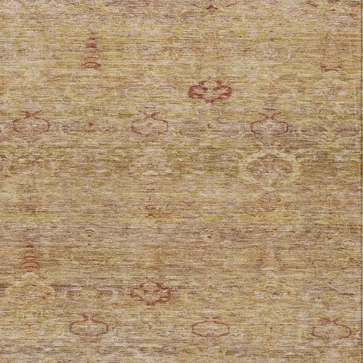 10' X 14' Coral And Copper Oriental Washable Indoor Outdoor Area Rug