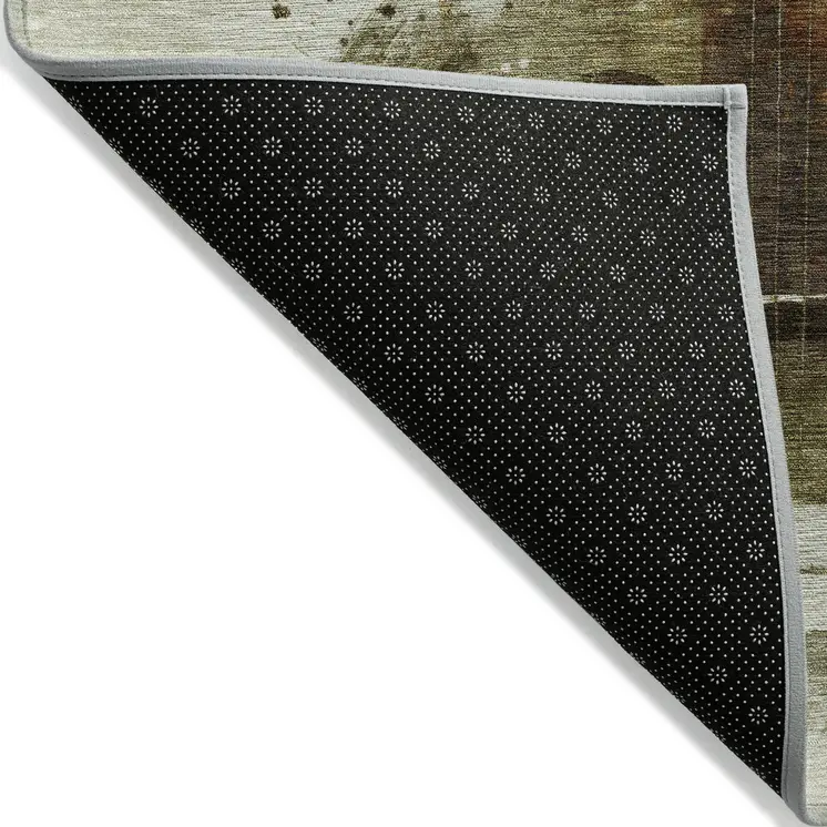 3' X 5' Brown Copper And Charcoal Abstract Washable Indoor Outdoor Area Rug