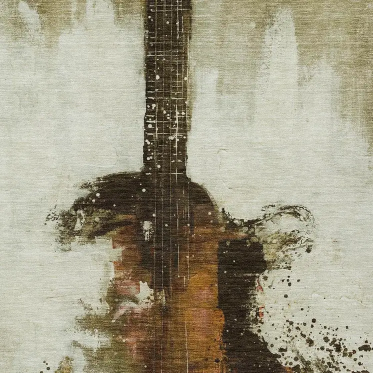 3' X 5' Brown Copper And Charcoal Abstract Washable Indoor Outdoor Area Rug