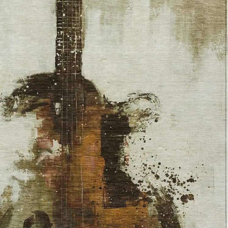 5' X 8' Brown Copper And Charcoal Abstract Washable Indoor Outdoor Area Rug