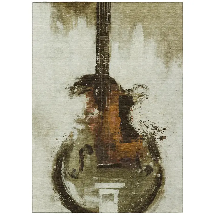 10' X 14' Brown Copper And Charcoal Abstract Washable Indoor Outdoor Area Rug