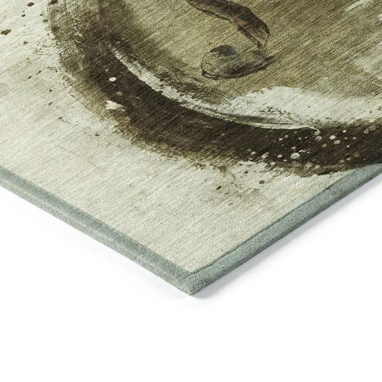 10' X 14' Brown Copper And Charcoal Abstract Washable Indoor Outdoor Area Rug