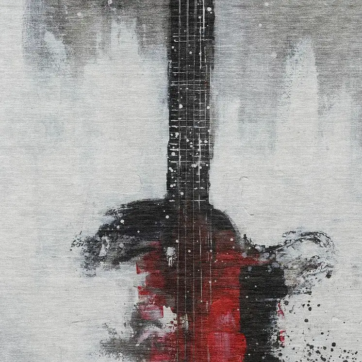 3' X 5' Gray Charcoal And Red Abstract Washable Indoor Outdoor Area Rug