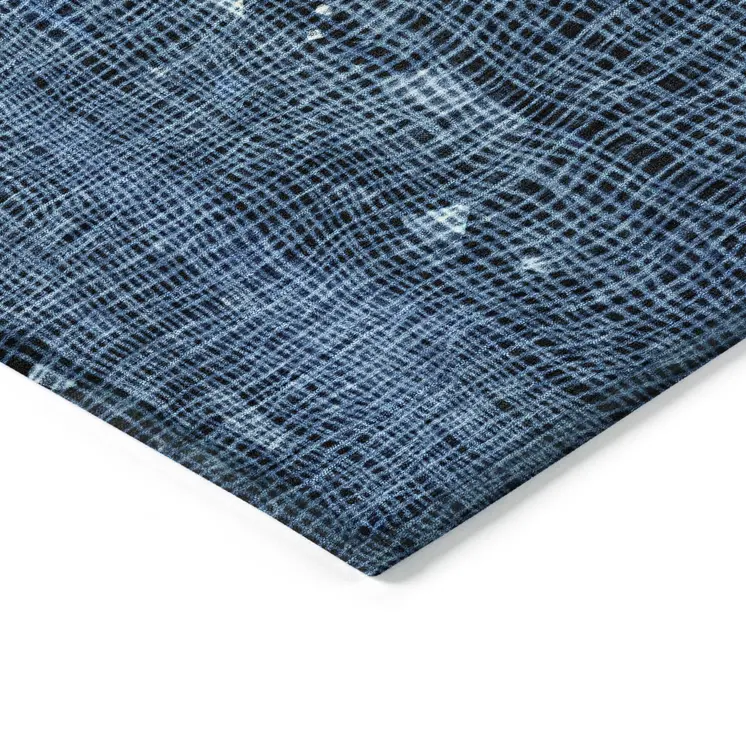 3' X 5' Blue And Ivory Abstract Washable Indoor Outdoor Area Rug