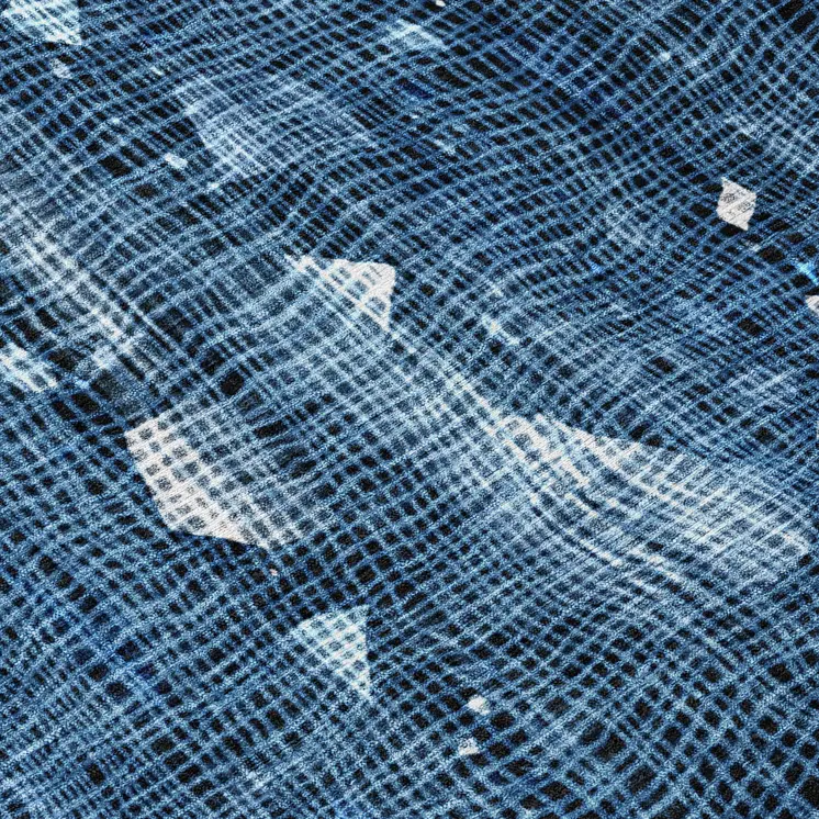9' X 12' Blue And Ivory Abstract Washable Indoor Outdoor Area Rug