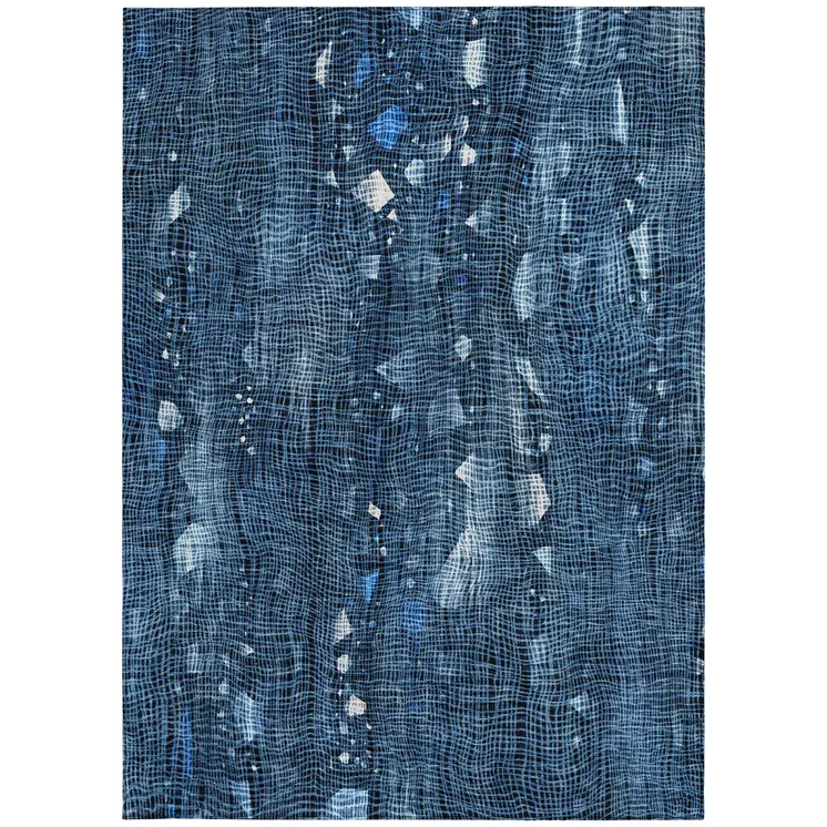10' X 14' Blue And Ivory Abstract Washable Indoor Outdoor Area Rug