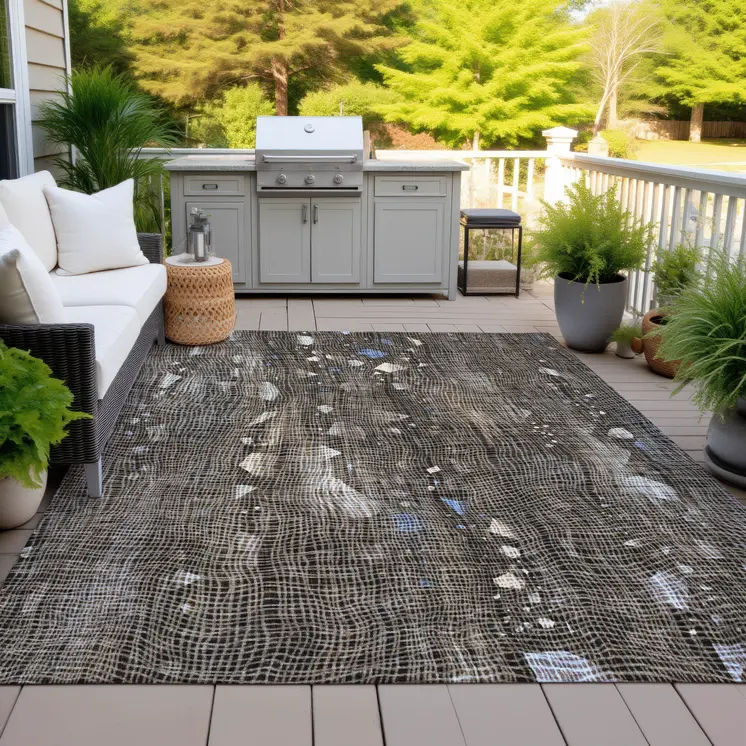 3' X 5' Chocolate And Beige Abstract Washable Indoor Outdoor Area Rug