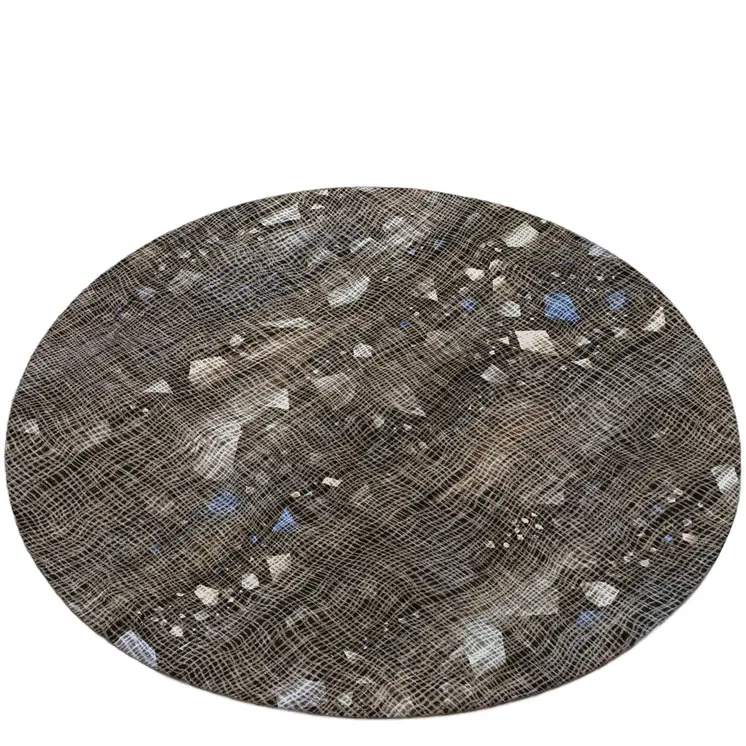 8' Chocolate And Beige Round Abstract Washable Indoor Outdoor Area Rug