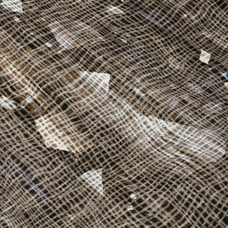 8' Chocolate And Beige Round Abstract Washable Indoor Outdoor Area Rug