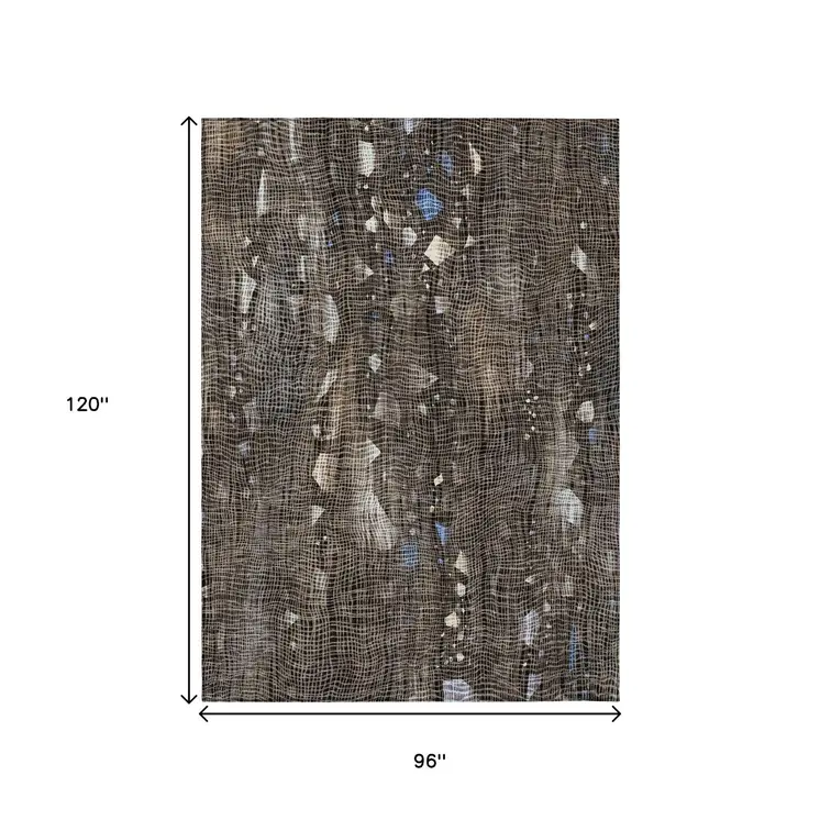 8' X 10' Chocolate And Beige Abstract Washable Indoor Outdoor Area Rug