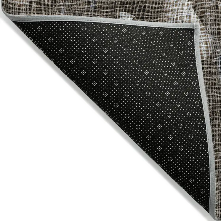 8' X 10' Chocolate And Beige Abstract Washable Indoor Outdoor Area Rug