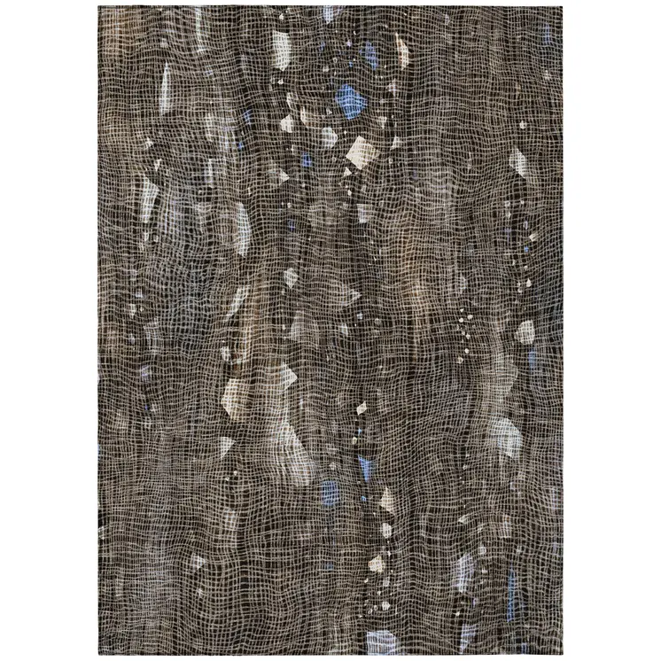 9' X 12' Chocolate And Beige Abstract Washable Indoor Outdoor Area Rug