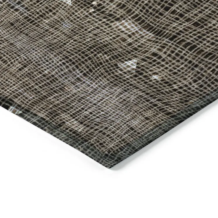 9' X 12' Chocolate And Beige Abstract Washable Indoor Outdoor Area Rug