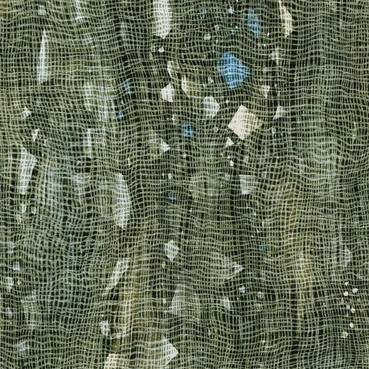 9' X 12' Fern Green And Beige Abstract Washable Indoor Outdoor Area Rug