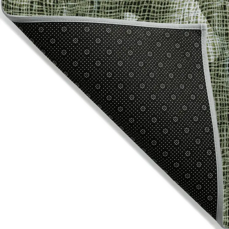 10' X 14' Fern Green And Beige Abstract Washable Indoor Outdoor Area Rug
