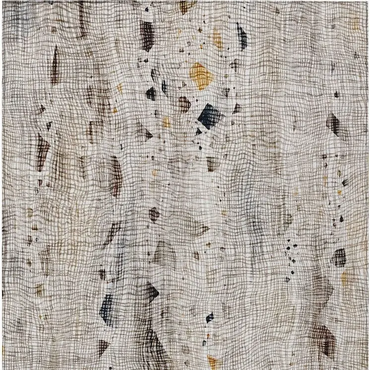 3' X 5' Linen And Gold Abstract Washable Indoor Outdoor Area Rug