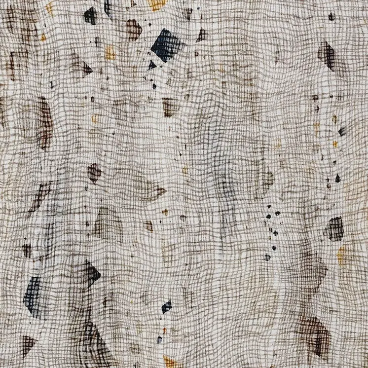 5' X 8' Linen And Gold Abstract Washable Indoor Outdoor Area Rug