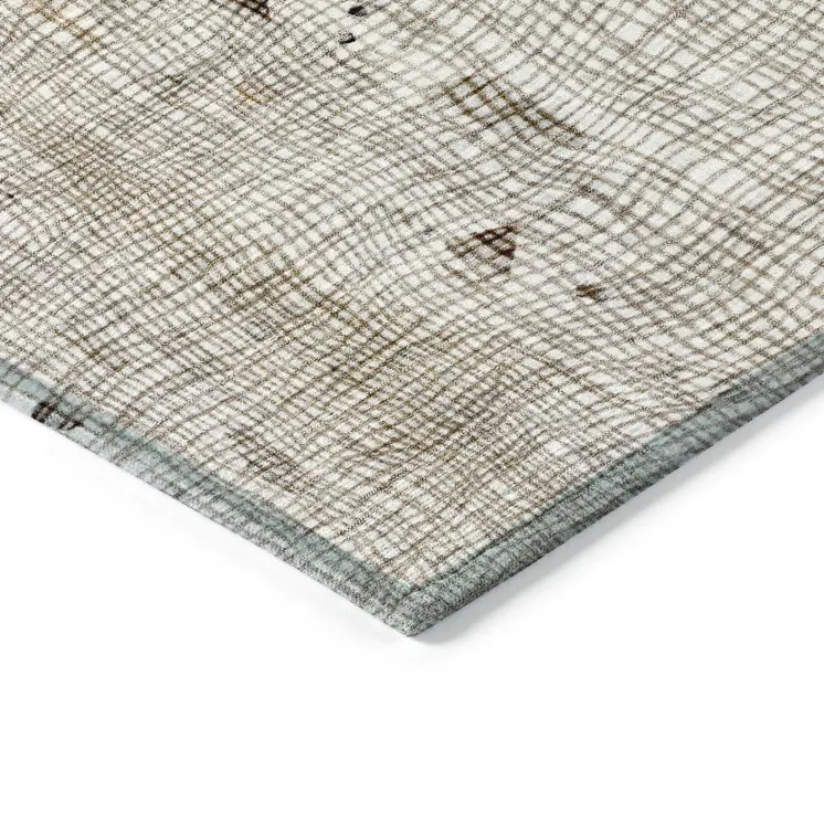 8' X 10' Linen And Gold Abstract Washable Indoor Outdoor Area Rug