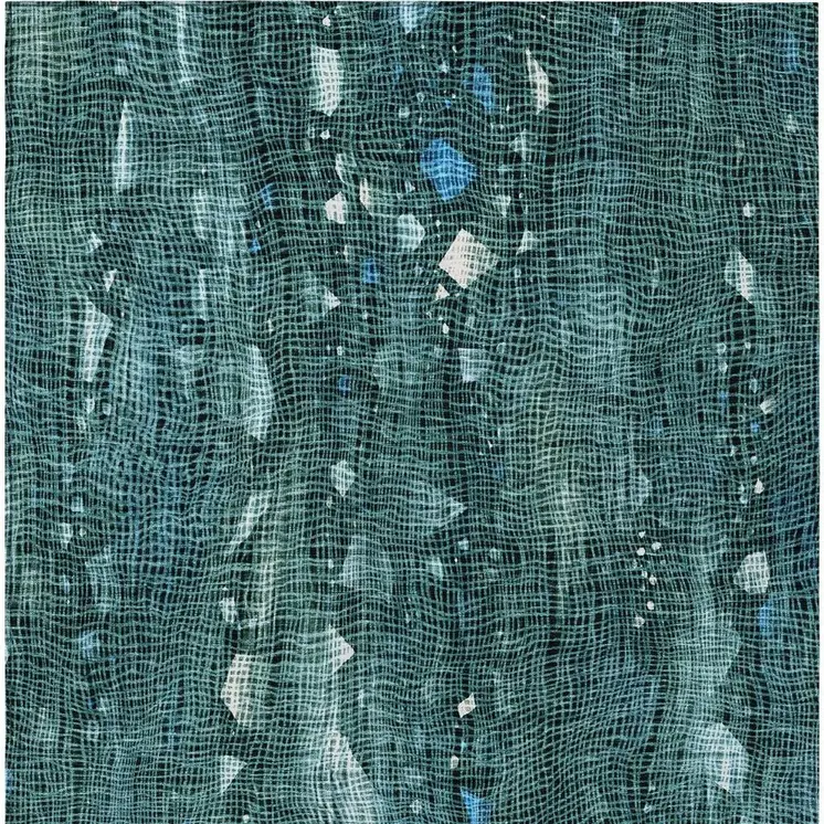 10' X 14' Teal Blue And Ivory Abstract Washable Indoor Outdoor Area Rug