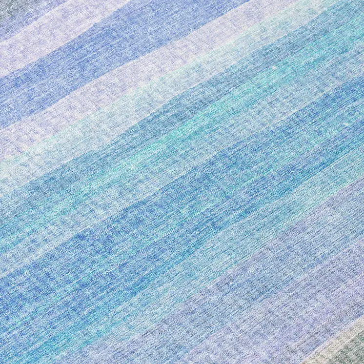 3' X 5' Aqua Lavender And Peach Striped Washable Indoor Outdoor Area Rug