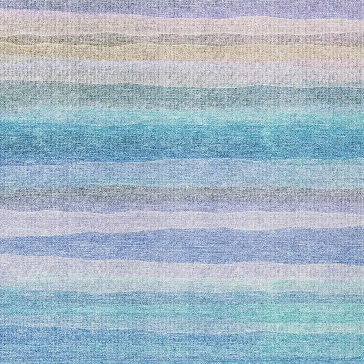 8' X 10' Aqua Lavender And Peach Striped Washable Indoor Outdoor Area Rug