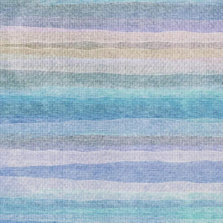 8' X 10' Aqua Lavender And Peach Striped Washable Indoor Outdoor Area Rug