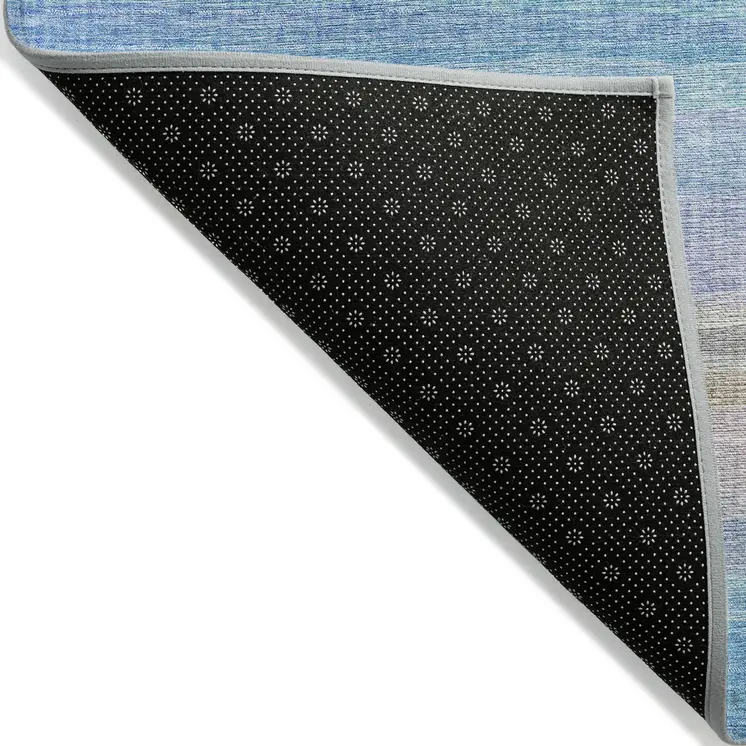 8' X 10' Aqua Lavender And Peach Striped Washable Indoor Outdoor Area Rug