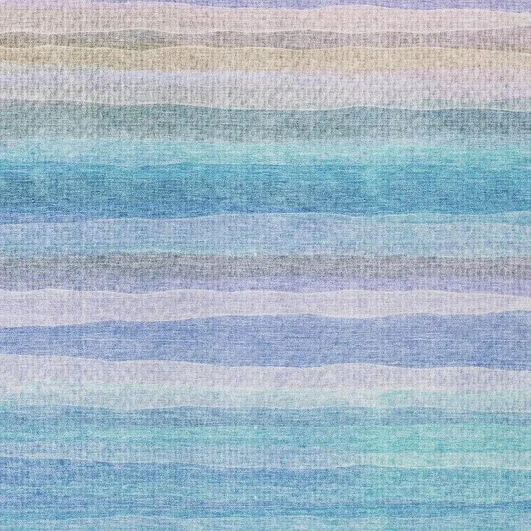 10' X 14' Aqua Lavender And Peach Striped Washable Indoor Outdoor Area Rug