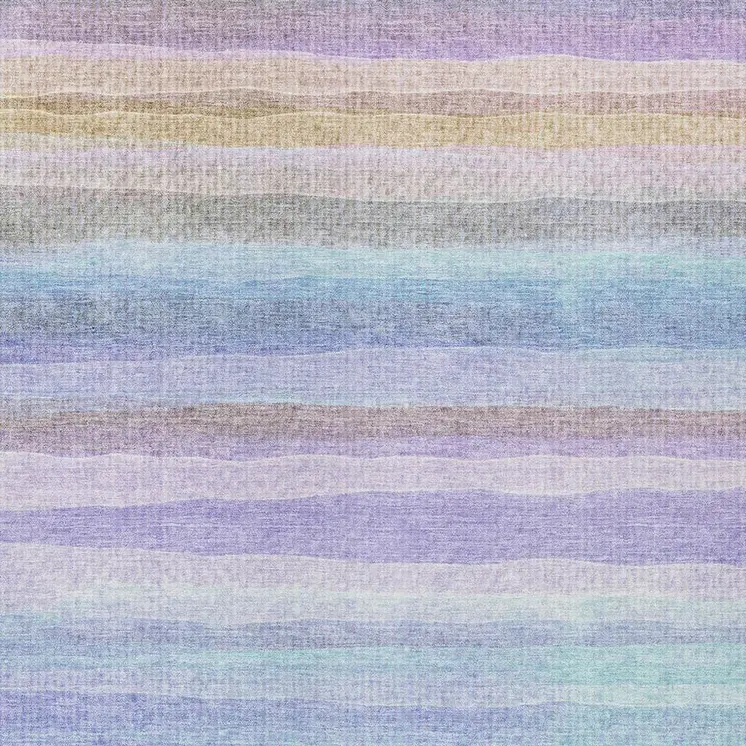 3' X 5' Lavender Sky Blue And Beige Striped Washable Indoor Outdoor Area Rug