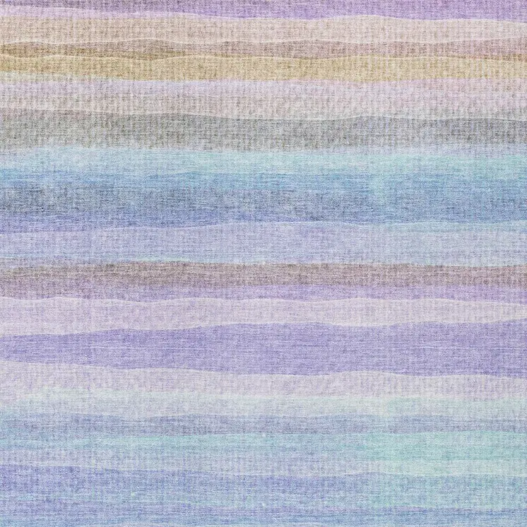 3' X 5' Lavender Sky Blue And Beige Striped Washable Indoor Outdoor Area Rug