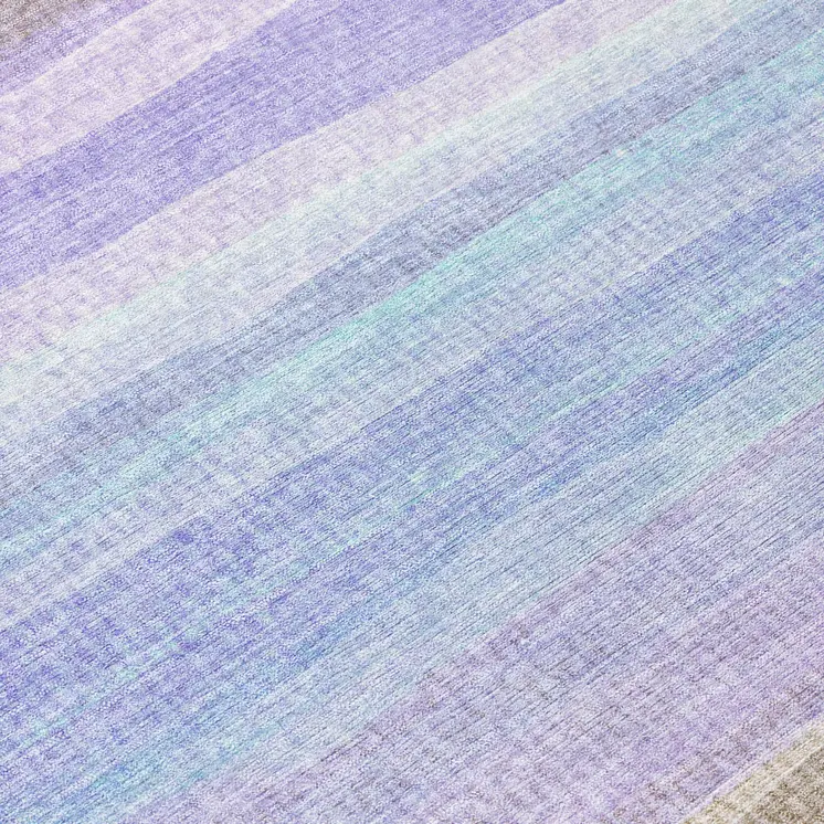 8' Lavender Sky Blue And Beige Round Striped Washable Indoor Outdoor Area Rug