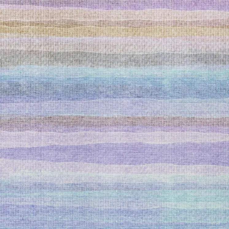 8' X 10' Lavender Sky Blue And Beige Striped Washable Indoor Outdoor Area Rug