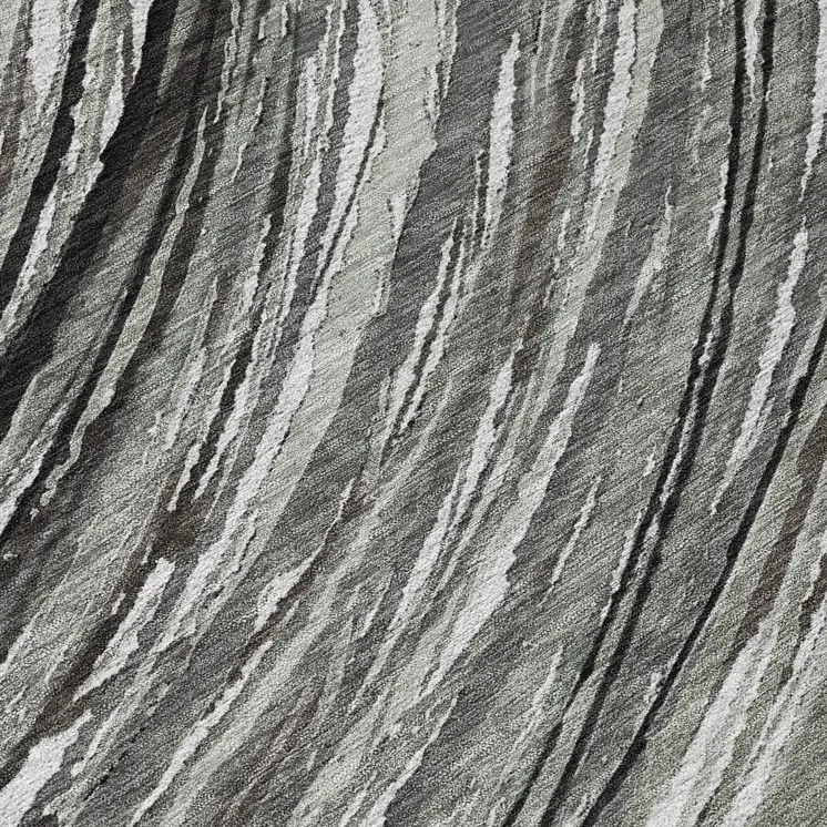 8' Taupe Charcoal And Ivory Round Abstract Washable Indoor Outdoor Area Rug