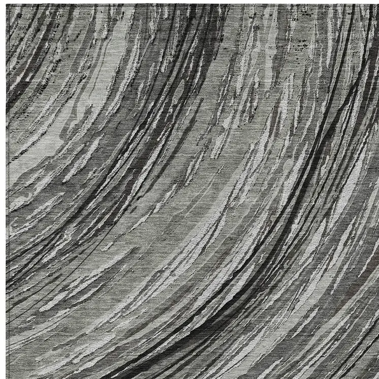 8' X 10' Taupe Charcoal And Ivory Abstract Washable Indoor Outdoor Area Rug