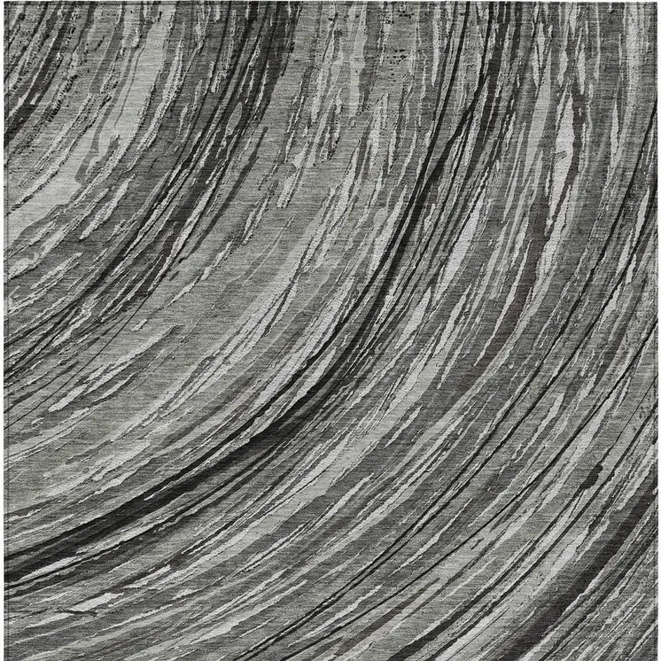 9' X 12' Taupe Charcoal And Ivory Abstract Washable Indoor Outdoor Area Rug