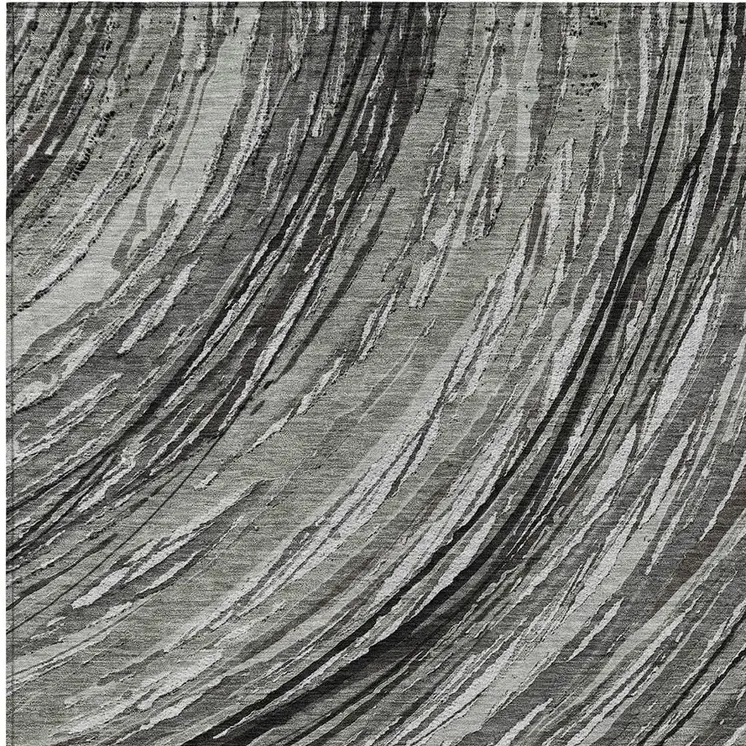 9' X 12' Taupe Charcoal And Ivory Abstract Washable Indoor Outdoor Area Rug