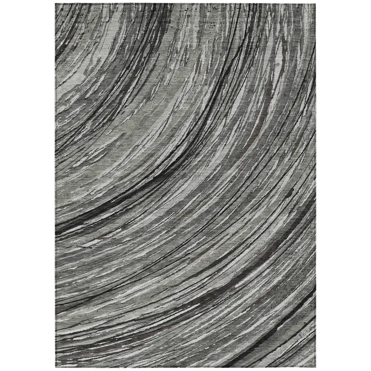 10' X 14' Taupe Charcoal And Ivory Abstract Washable Indoor Outdoor Area Rug