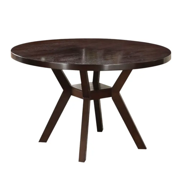 48" Espresso Wood Cross Leg Base Round Top Dining Table