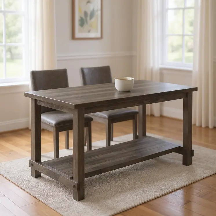 60" Gray Wood Dining Table